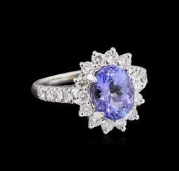 2.50 ctw Tanzanite and Diamond Ring - 14KT White Gold