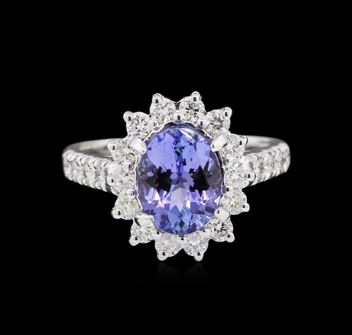 2.50 ctw Tanzanite and Diamond Ring - 14KT White Gold