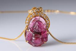 18K Yellow Gold Tourmaline & Diamond Pendant