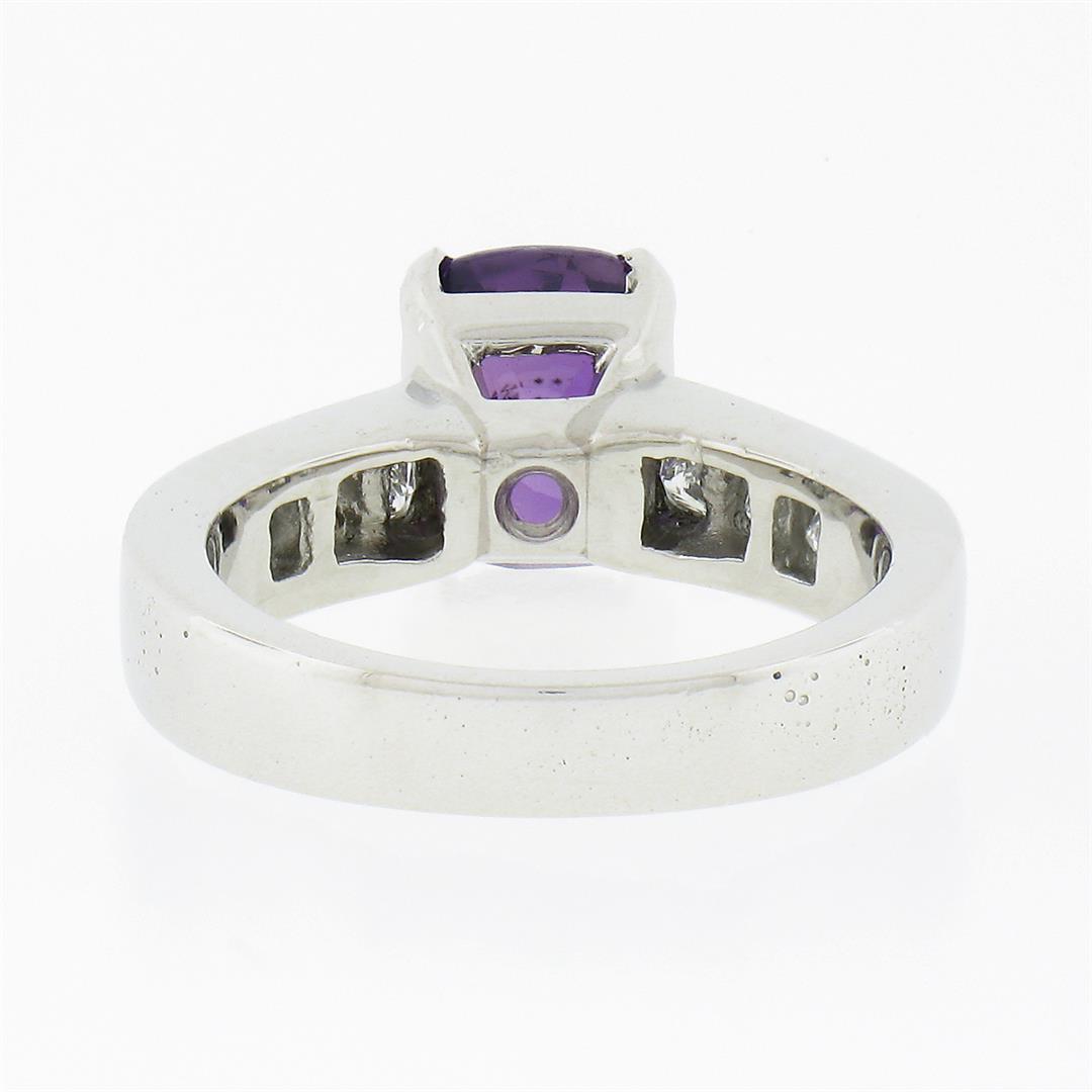 Platinum 2.83 ctw GIA Cushion Ceylon Purple Sapphire & Diamond Engagement Ring