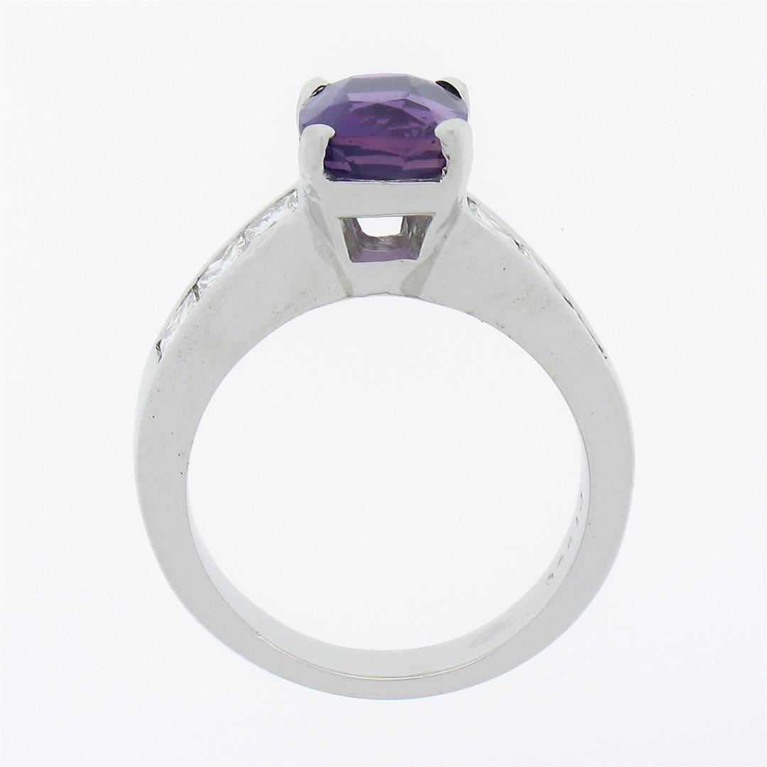 Platinum 2.83 ctw GIA Cushion Ceylon Purple Sapphire & Diamond Engagement Ring