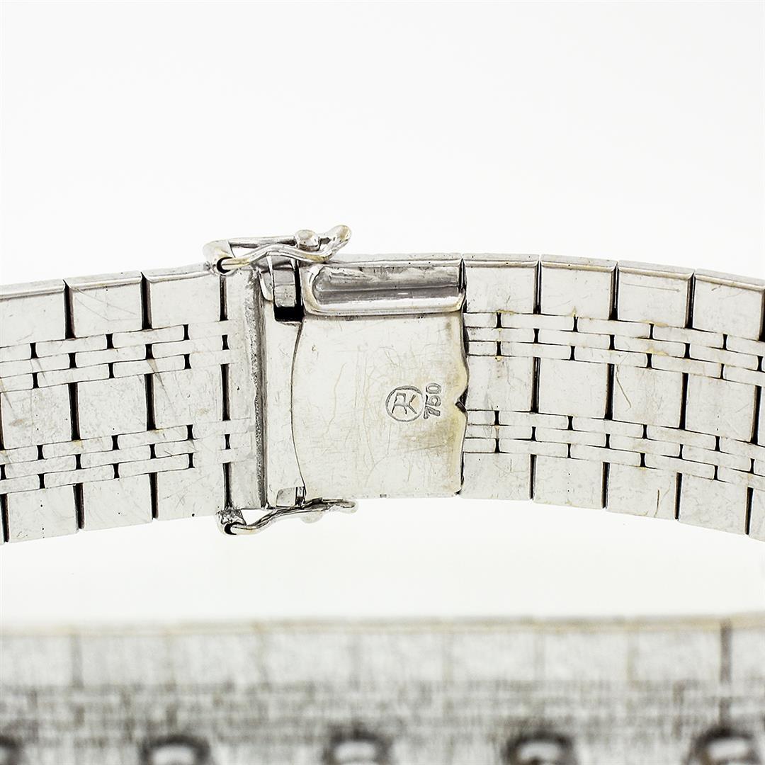 Vintage 18k White Gold 2.40 ctw Round Diamond 15mm Wide Brick Mesh Link Bracelet