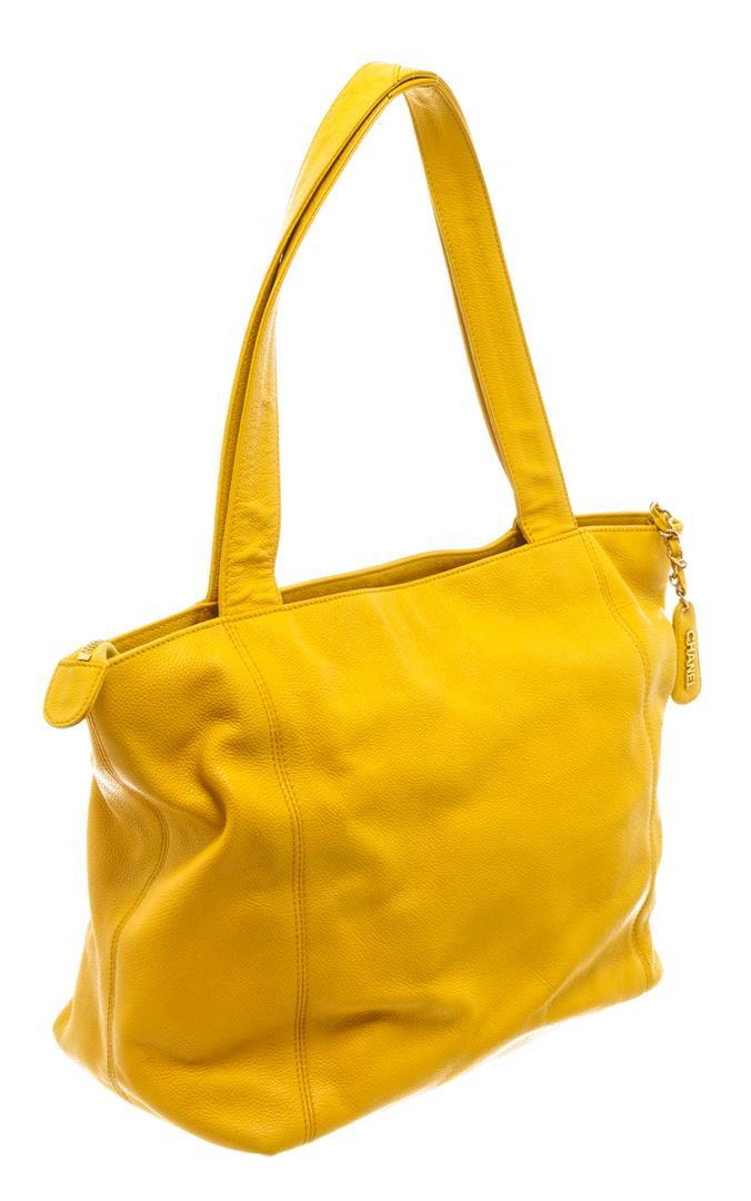 Chanel Yellow Leather Vintage CC Shoulder Bag