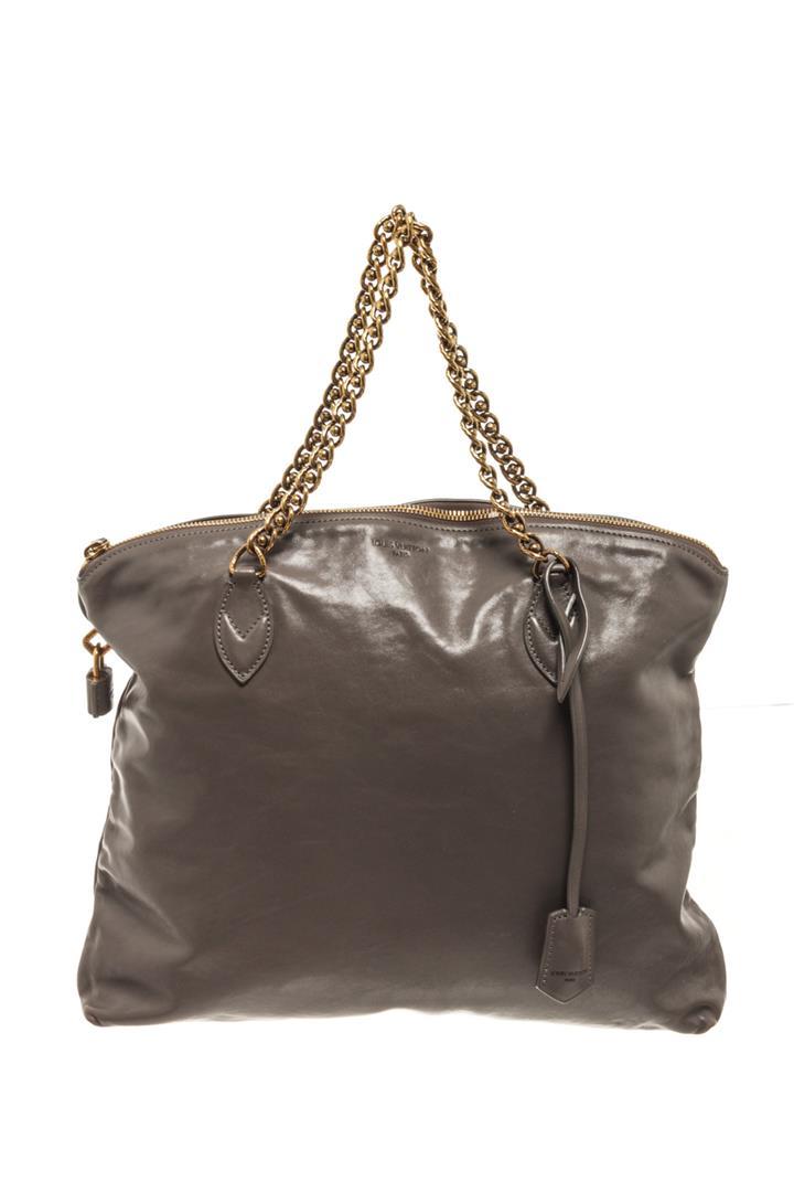 Louis Vuitton Grey Leather Lockit Chain Shoulder Bag