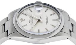 Rolex Mens Quickset Stainless Steel Sapphire Silver Index Dial Oyster Band Datej