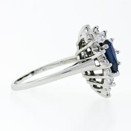 Vintage Platinum 2.69 ctw GIA NO HEAT Sapphire & Diamond Ballerina Cocktail Ring