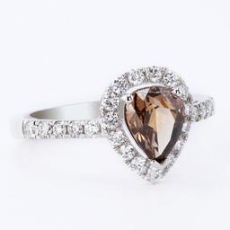 0.90 ctw Fancy Brown CENTER Diamond Platinum Ring (1.39 ctw Diamonds)