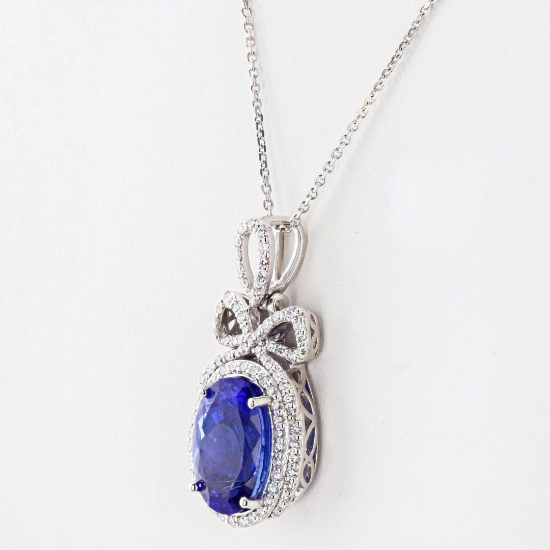 6.44 ctw Tanzanite and 0.66 ctw Diamond Platinum Pendant