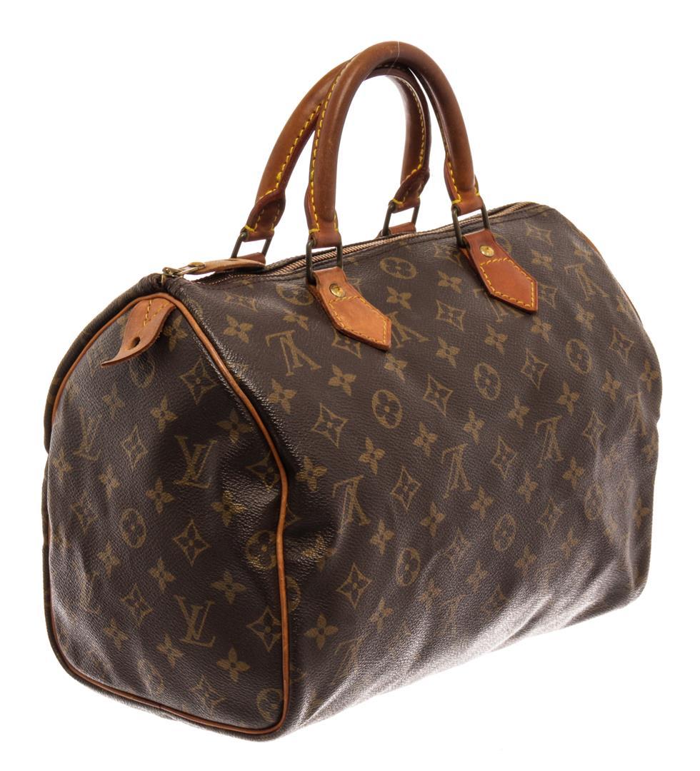 Louis Vuitton Brown Monogram Canvas Leather Speedy 30 Satchel Bag