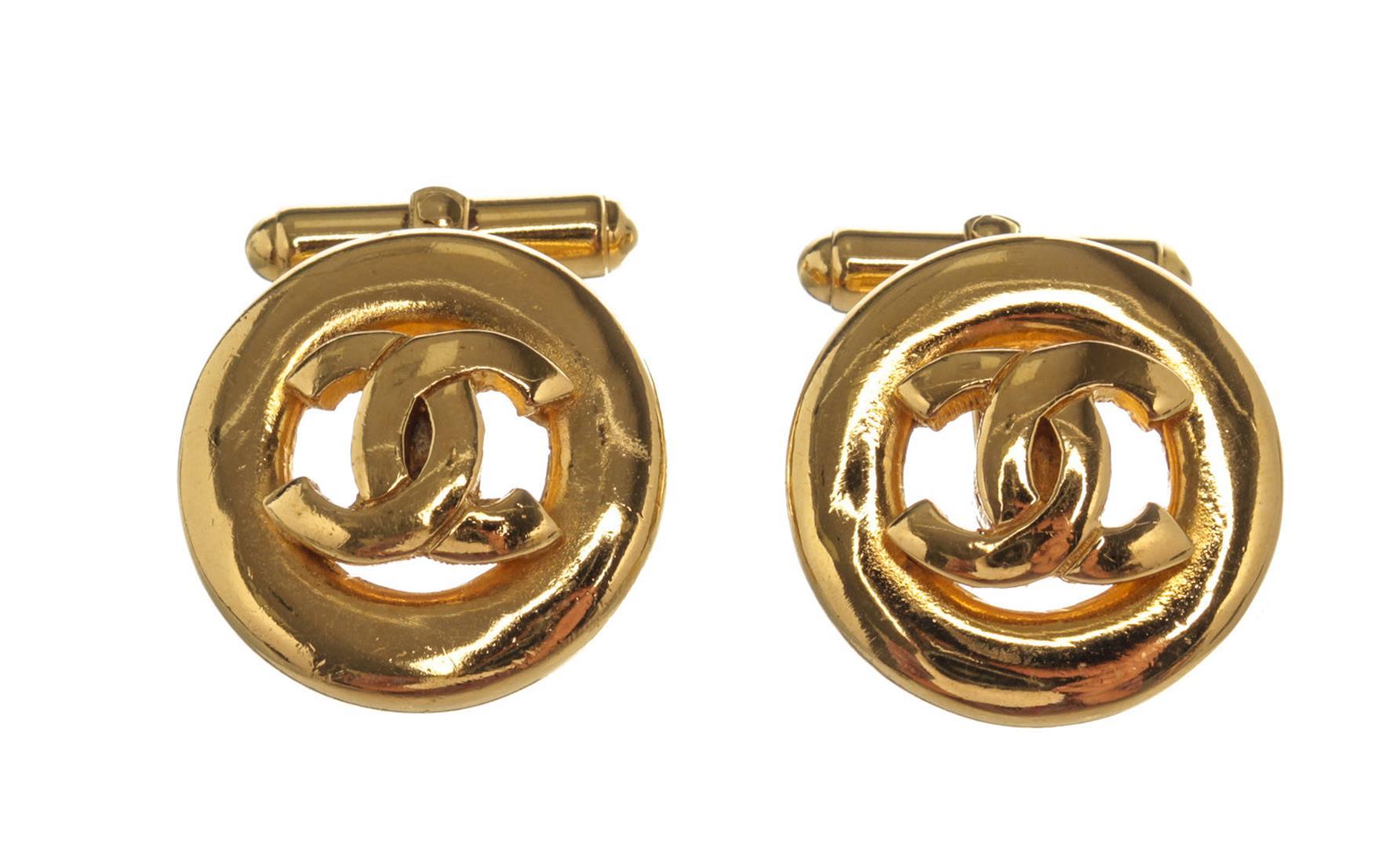 Chanel CC Logo Gold-tone Cufflinks