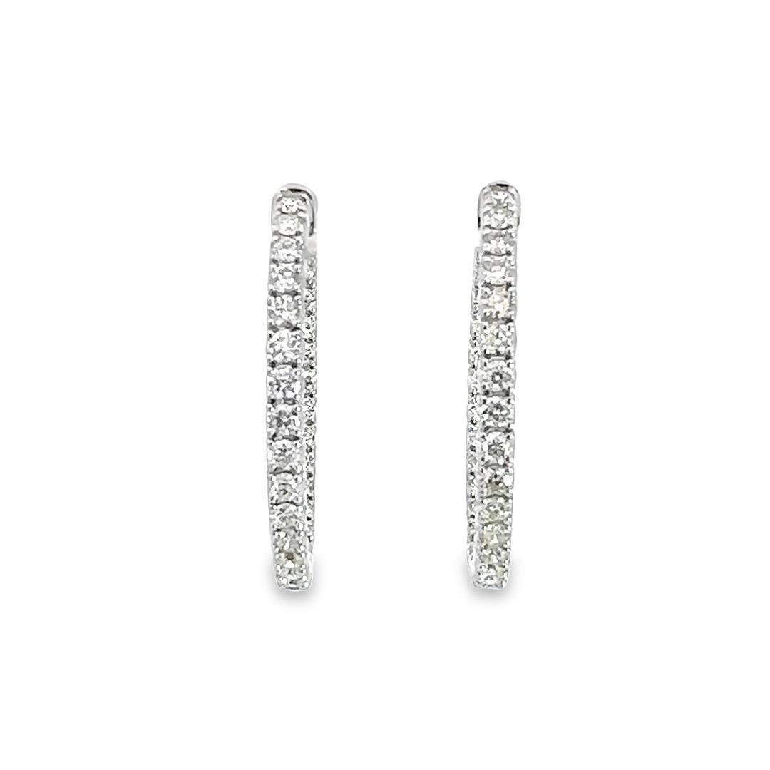 4.15 ctw Diamond Hoop Earrings - 14KT White Gold