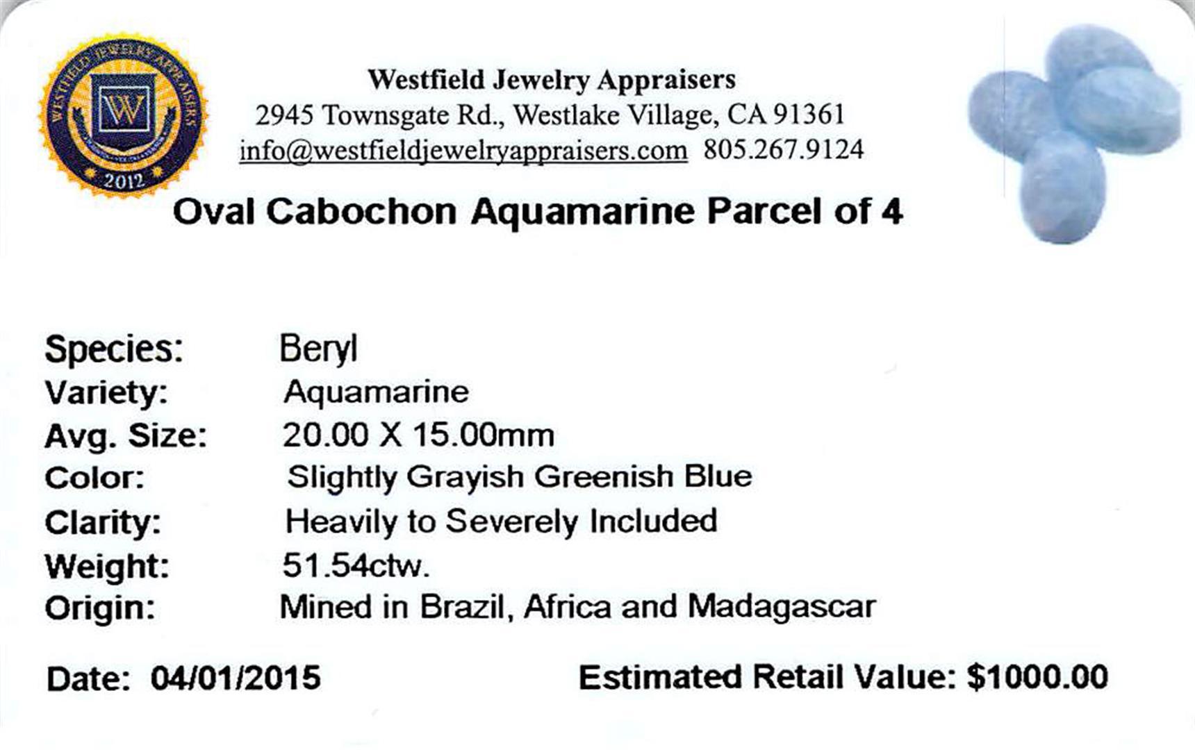 51.54 ctw Oval Cabochon Aquamarine Parcel