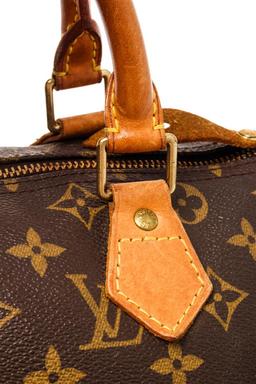 Louis Vuitton Brown Monogram Leather Speedy 30 Satchel Bag