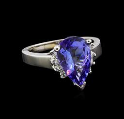 3.62 ctw Tanzanite and Diamond Ring - 14KT White Gold