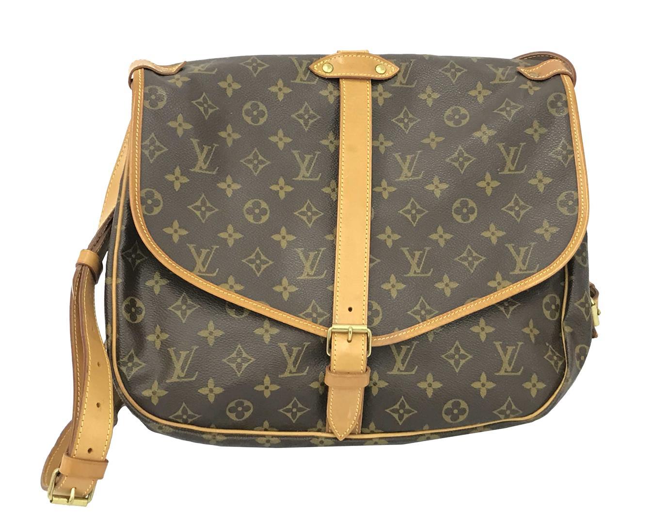 Louis Vuitton Brown Monogram Canvas Leather Saumur 35 cm Crossbody Bag