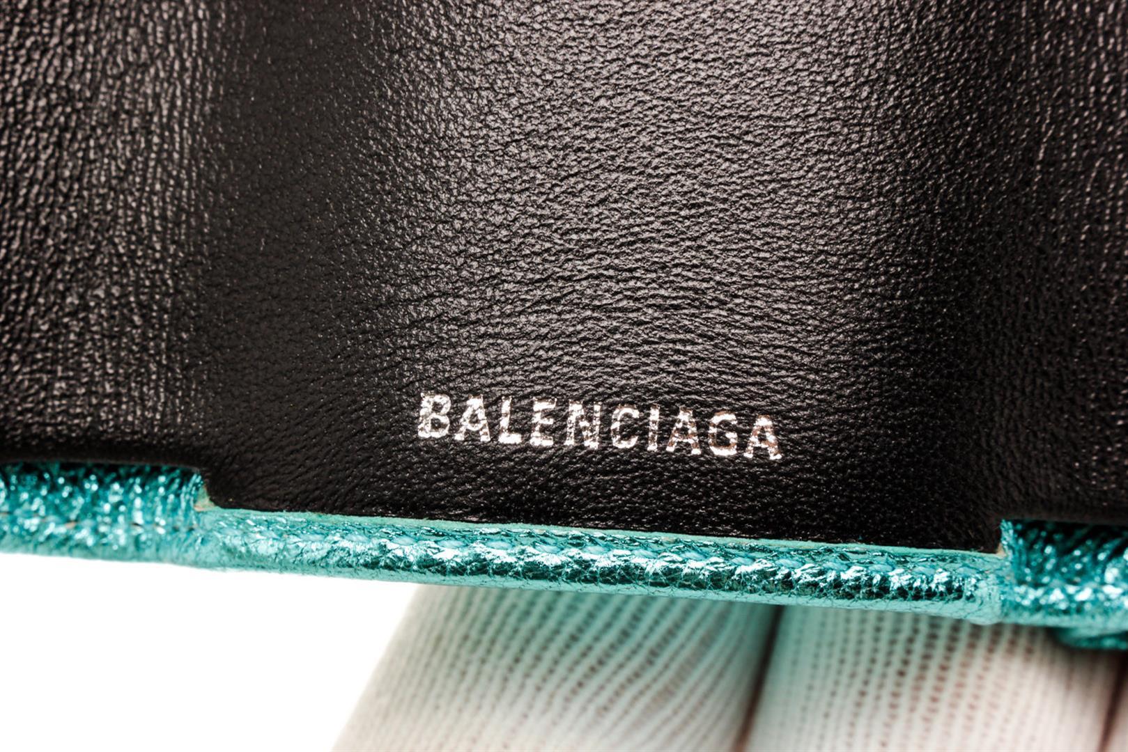 Balenciaga Blue Leather Logo Trifold Wallet