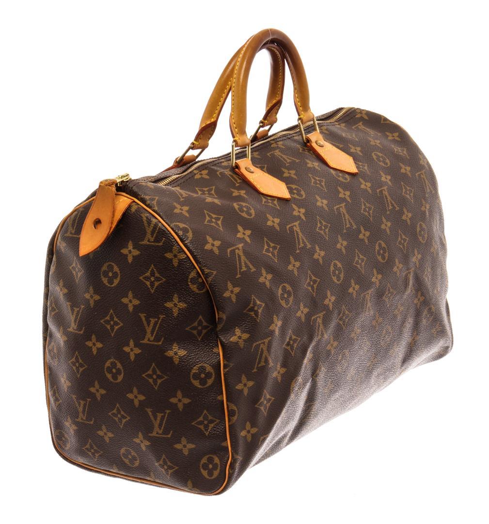 Louis Vuitton Brown Monogram Canvas Leather Speedy 40 Satchel Bag