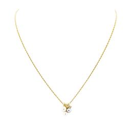 0.08 ctw Diamond and Pearl Pendant with Chain - 18KT Yellow Gold