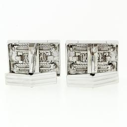 Men's Designer L&M 14k White Gold Fancy Oyster Bracelet Link Swivel Cufflinks