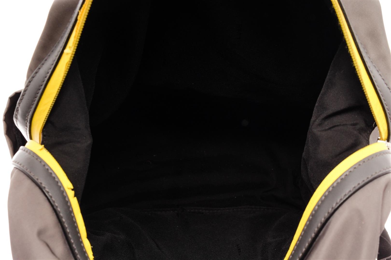 Fendi Grey Yellow Leather and Nylon Backpack