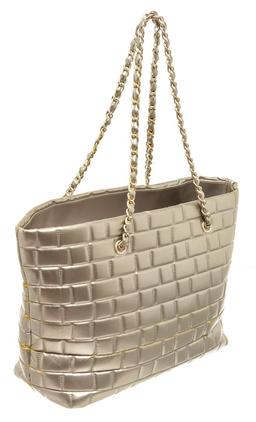 Chanel Silver Quilted Lambskin Igloo Tote Bag