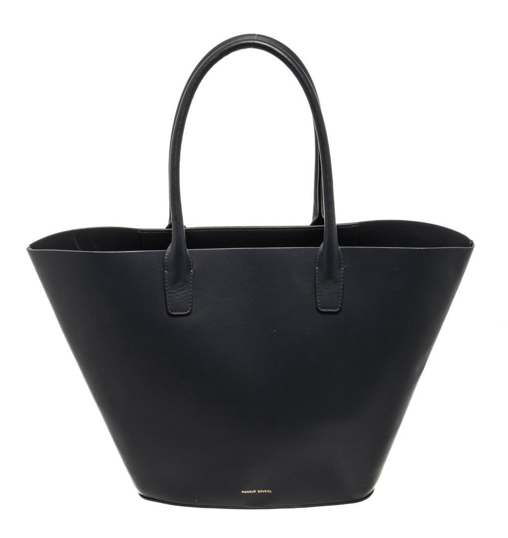 Mansur Gavriel Navy Blue Leather Triangle Handbag