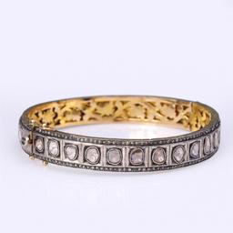 Vintage Indian Gold Topped Silver & Diamond Bangle