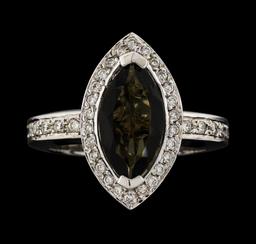 1.61 ctw Tourmaline and Diamond Ring - 14KT White Gold