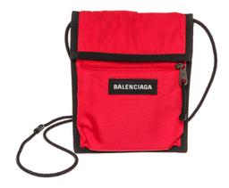 Balenciaga Red Black Canvas Explorer Small Pouch with Strap