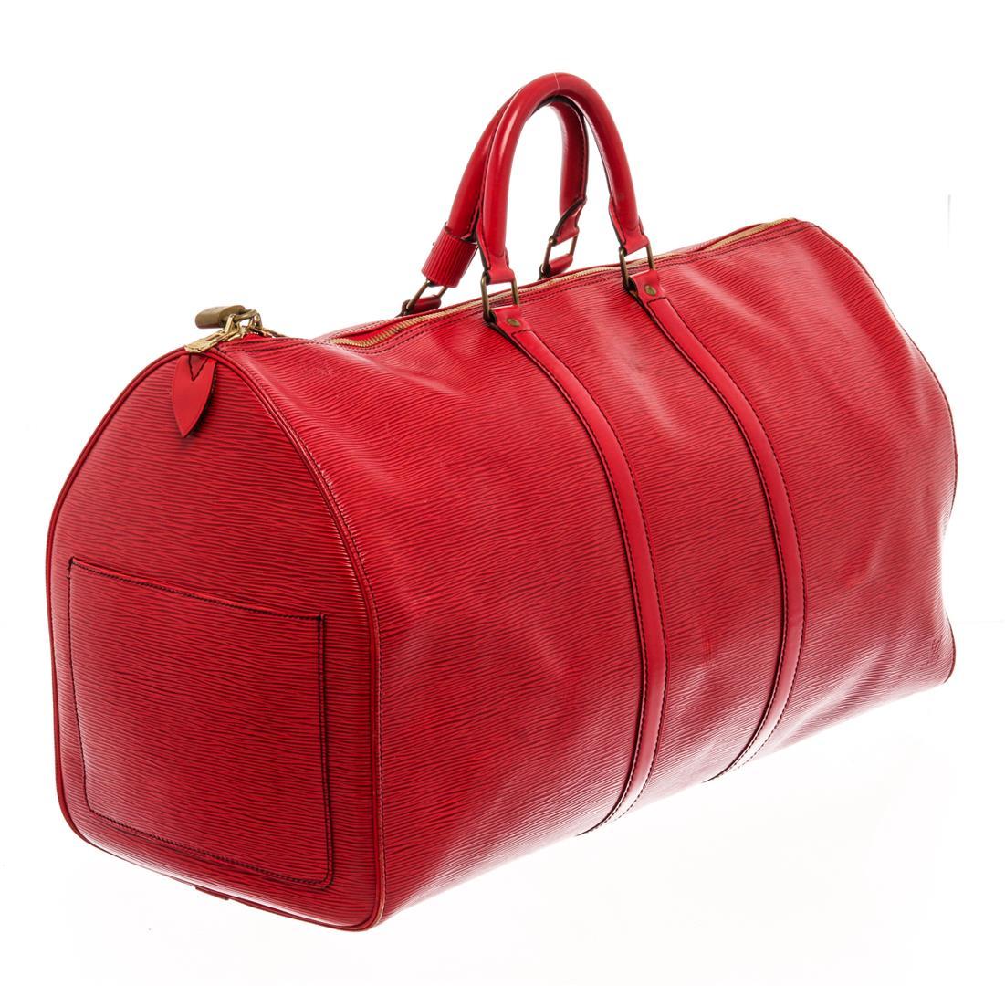 Louis Vuitton Red Epi Leather Keepall 55 Travel Bag