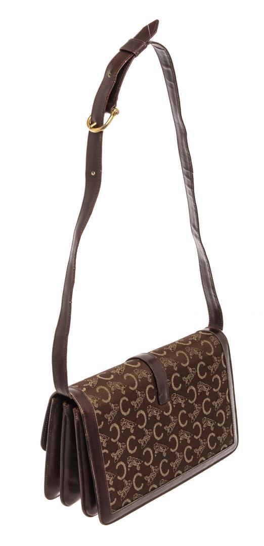 Celine Brown Canvas C Macadam Shoulder Bag