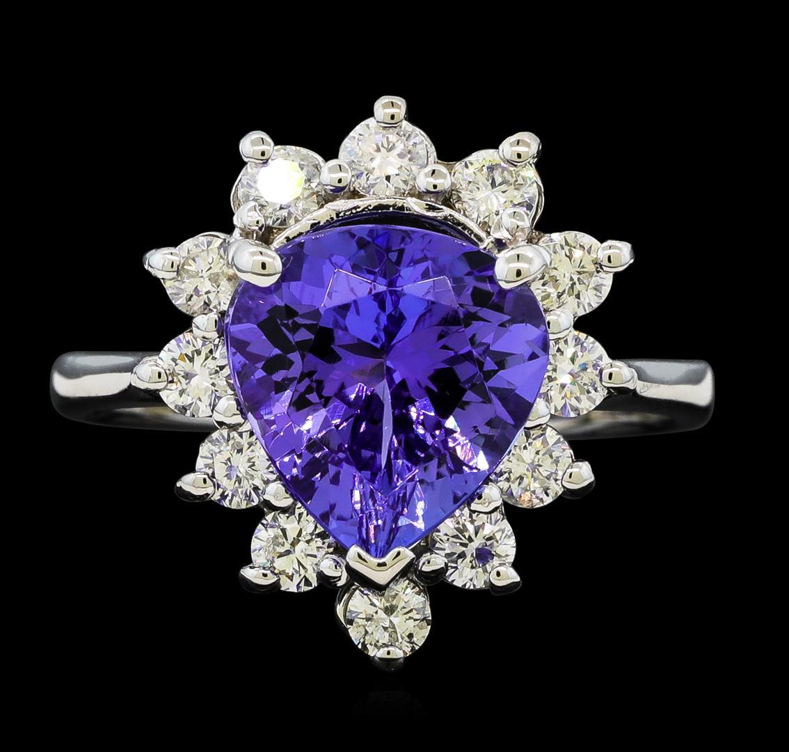 2.76 ctw Tanzanite and Diamond Ring - 14KT White Gold