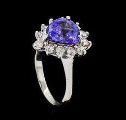 2.76 ctw Tanzanite and Diamond Ring - 14KT White Gold