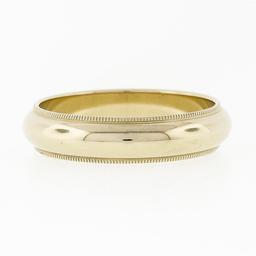 NEW Classic 14k Yellow Gold 5mm Domed Polished Milgrain Men's Wedding Band Ring