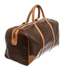 Celine Brown Leather Macadam Duffle Bag