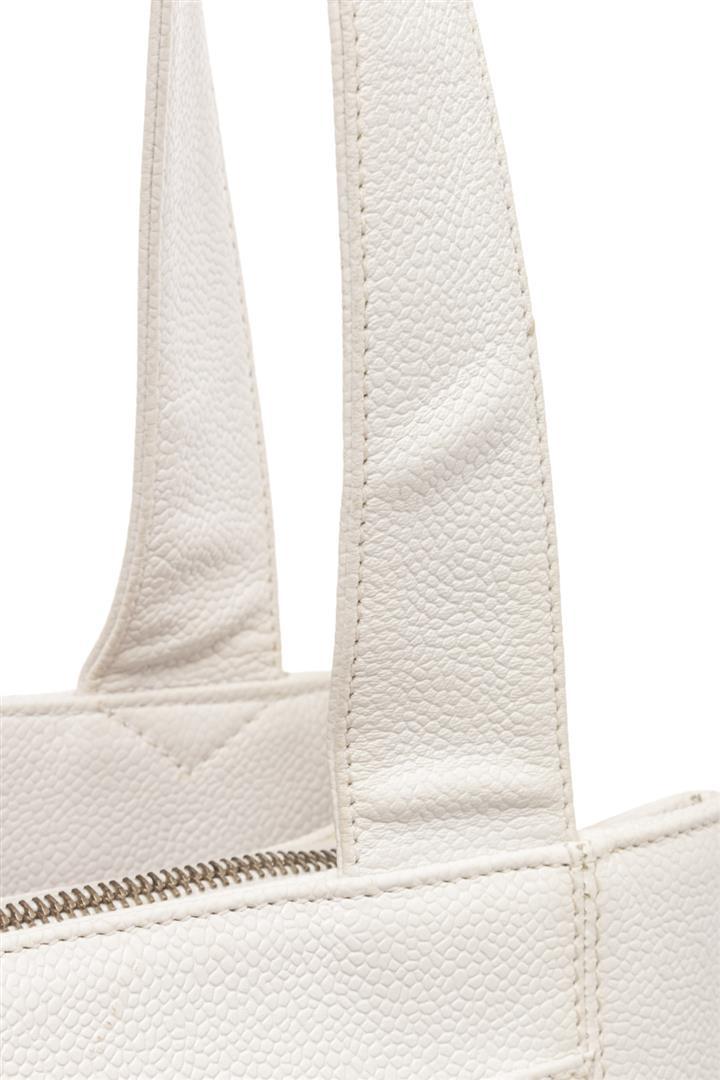 Chanel White Caviar Leather Tote Bag