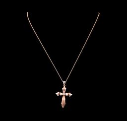 0.18 ctw Diamond Cross Pendant With Chain - 14KT Rose Gold