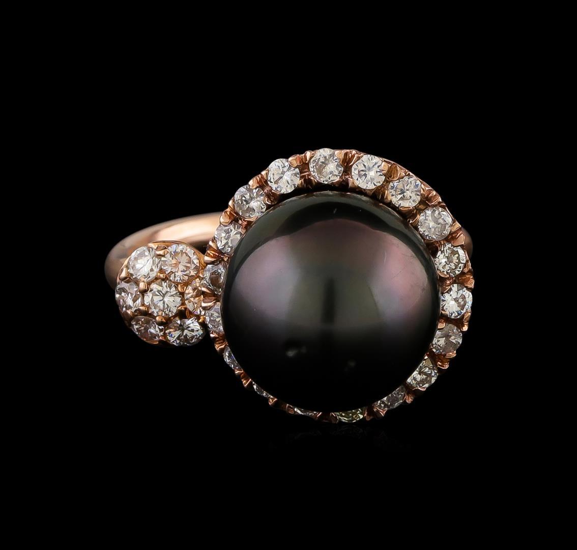 0.66 ctw Diamond and Pearl Ring - 14KT Rose Gold