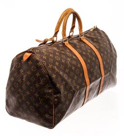 Louis Vuitton Brown Monogram Canvas Keepall 55 Travel Bag