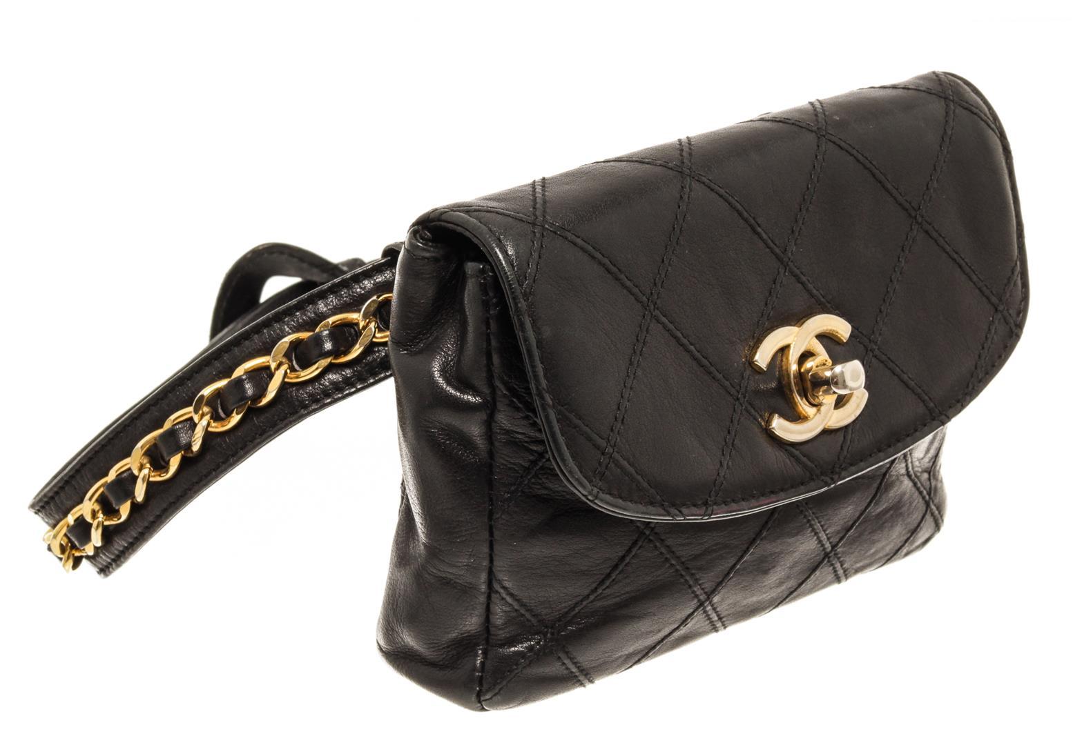 Chanel Black Quilted Leather Waist Clutch Bag