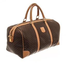 Celine Macadam Pattern Logo Embossed Big Boston Bag Brown