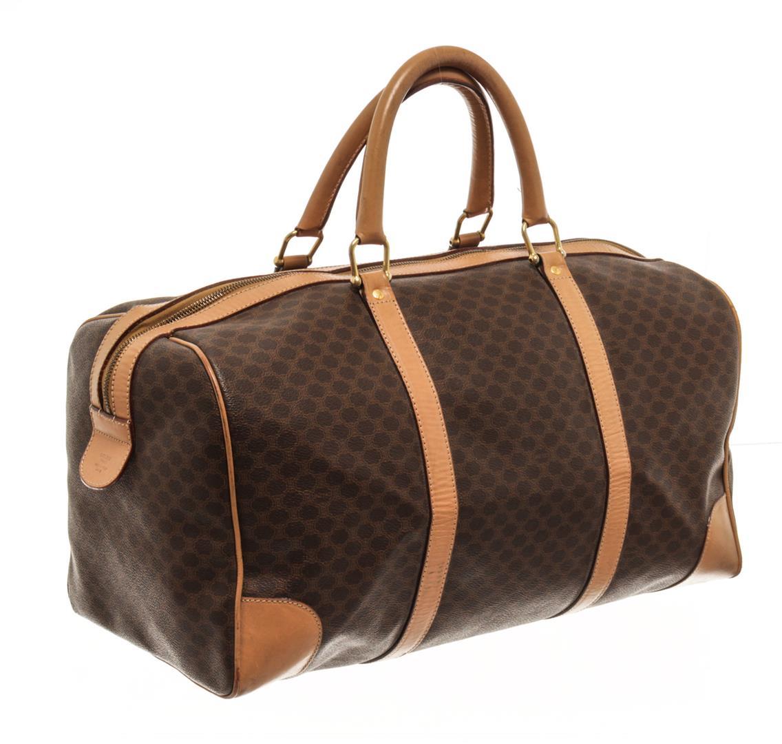 Celine Macadam Pattern Logo Embossed Big Boston Bag Brown