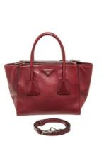 Prada Red Calf Twin Pocket Tote Bag