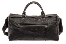 Balenciaga Black Leather Motocross Classic Squash Two Way Shoulder Bag