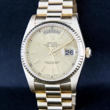 Rolex Mens 18K Yellow Gold Double Quickset Champagne Index President Wristwatch