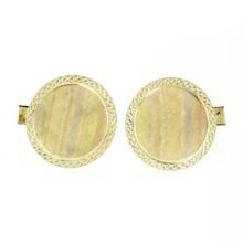 Men's Vintage 14k Yellow Gold Round Tri Color Florentine & Textured Cufflinks