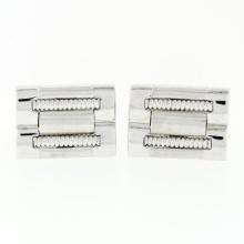 Men's Designer L&M 14k White Gold Fancy Oyster Bracelet Link Swivel Cufflinks