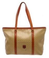 Celine Cream Beige Leather Macadam Tote Bag