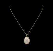 13.86 ctw Opal and Diamond Pendant - 14KT Yellow Gold