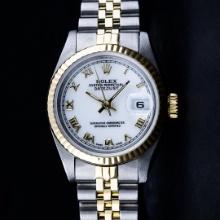 Rolex Ladies 2T Yellow Gold & Stainless Steel White Roman 26MM